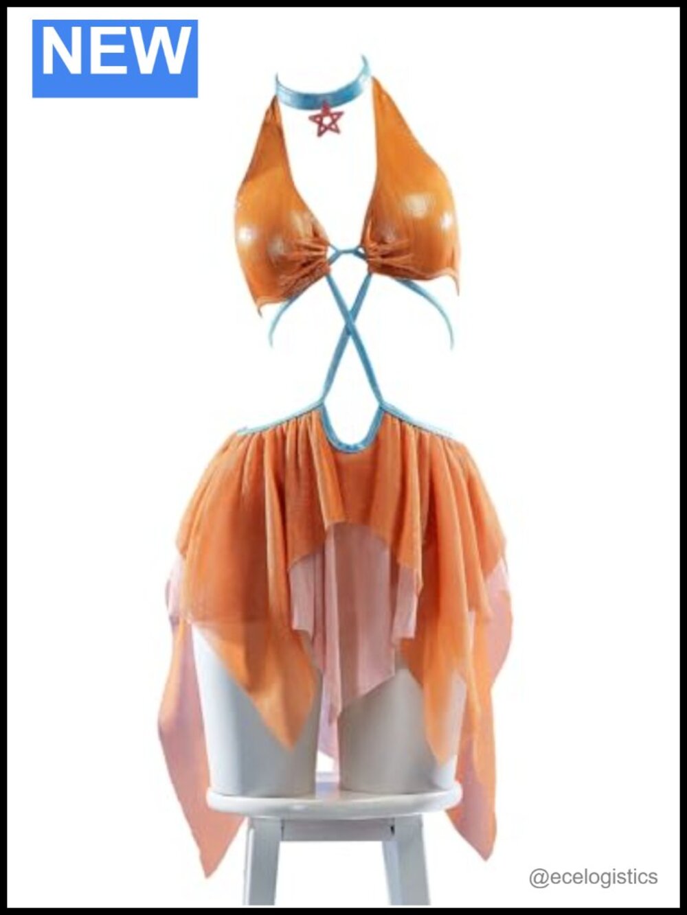 Women Fairy Ruffle Bikini Set Halter Top Skirt Two Piece Bathing Suit with
